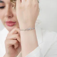 دستبند نقره چهارگوش اسپرت طرح گل فلکه دانشگاه۸۰-۵۳