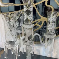 یک جفت شمعدان پنج شعله کریستال