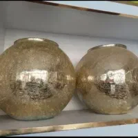 گلدان آبگز طلایی توپی بزرگ