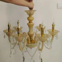 دو عدد لوستر کریستال ۶ شاخه در حدنو همراه لامپ|لوستر و چراغ آویز|ری, دولتآباد|دیوار