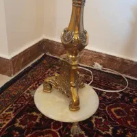 لوستر برنز ۶ شاخه و آباژور  ایستاده برنز پایه سنگ|لوستر و چراغ آویز|تهران, ونک|دیوار