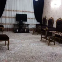 پرده کتان نگین دار با کتیبه