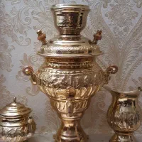 سماور برنجی آبکاری کوچک طرح تخت جمشید دکوری|سماور، چای‌ساز، قهوه‌ساز|تهران, قیام|دیوار