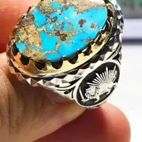 انگشتر نقره دستساز فیروزه نیشابوری اصل شیروخورشید