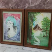 دوعدد تابلو کاردست با قاب چوب اصل