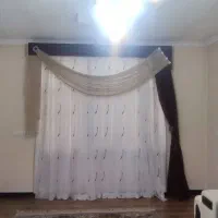 پرده حریر طرح دار بادکوری کناری و والان تزیینی.