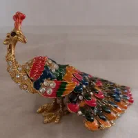 مجسمه طاووس طرح برنجی نگین دار کاملا نو