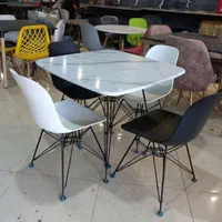 صندلی و میز غذاخوری ناهارخوری طرح سنگی پایه فلزی