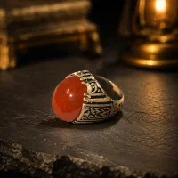 انگشتر اعیانی و شاهانه عقیق اصیل قواره دار