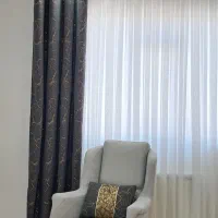 ست کنار پرده و کوسن مخمل طلاکوب