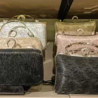 کیف مجلسی نگین دار همراه دسته و زنجیر بلند