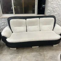 مبل چرمی سفید مشکی