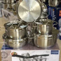قابلمه کرکماز 9پارچه استیل نقره ای سنگین تر وزن