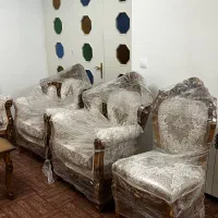 ست مبلمان ومیزنهارخوری استیل چوب گردو