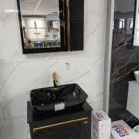 روشویی مشکی طلایی فول ست