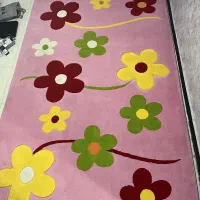فرش فانتزی صورتی ۶ متری و فرش کناره ماشینی ۴ در ۱