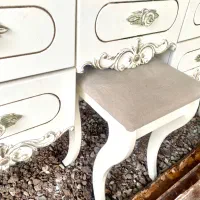 میز آرایش با آینه بزرگ و صندلی و پاتختی|مبلمان خانگی و میز عسلی|ارطه, |دیوار