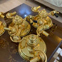 4 عدد لوستر سه شعله سقفی آب طلا کاری|لوستر و چراغ آویز|اهواز, کیانپارس |دیوار