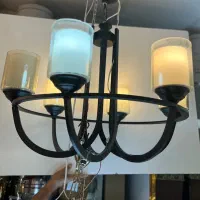لوستر چراغ آویز ۵شعله مشکی کادو هدیه جهیزیه