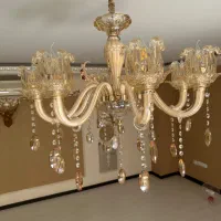 دو عدد لوستر کریستال وارداتی  ۸ شاخه کرم رنگ