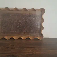 سینی چوبی منبت کاردست ازچوب گردو قدیمی عتیقه