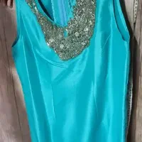 پیراهن حلقه ای سایز۴۴ رنگ سبز آبی نو