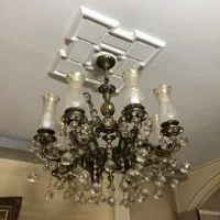 لوستر برنجی ۸ شاخه کریستال|لوستر و چراغ آویز|تهران, دروازه شمیران|دیوار