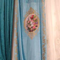 دو عدستک مخمل ی جفت پرده مخمل تور کتیبه|پرده، رانر، رومیزی|رشتخوار, |دیوار