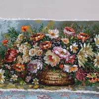 تابلوفرش دستباف چله ابریشم و گل ابریشم