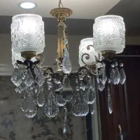 لوستر جفت عتیقه برنج و کریستال