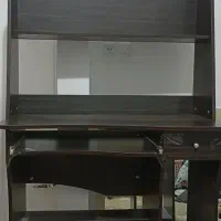 میز کامپیوتر100 با کتابخانه وصفحه شیشه
