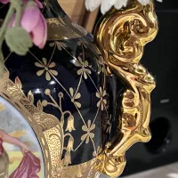 گلدان سرمه ای طلاکوب ۴۵ سانت|صنایع دستی و سایر لوازم تزئینی|تهران, خواجه نظام الملک|دیوار