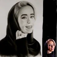 نقاشی سیاه قلم چهره، طراحی چهره، کادو، هدیه|تابلو، نقاشی، عکس|تهران, افسریه شمالی|دیوار