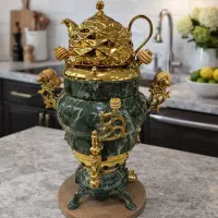 سماور 3تکه و سه کاره طرح سنگ 6لیتر پاکان