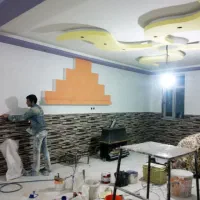 نقاش . نقاشی ساختمان . رنگ کار . کاغذ دیواری