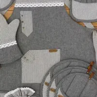 سرویس آشپزخانه پارچه ای طوسی