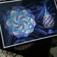 ست گلدان وبشقاب میناکاری مس صنایع دستی اصفهان ن