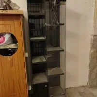 کمد کتابخانه شیشه‌ای LED دار با کمد ، سالم