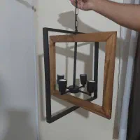 لوستر چوب فلز ۴ شعله