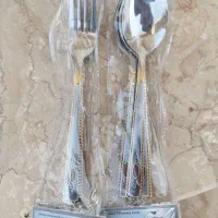 فروش قاشق چنگال استیل لب طلایی کیفیت آینه‌ای