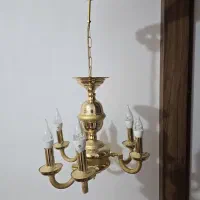 لوستر ۶ شاخه برنجی|لوستر و چراغ آویز|سمنان, |دیوار
