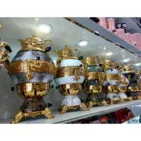 سماور گازی طرح سنگ طلایی و فیروزه ای سماورگازی