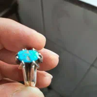 انگشتر نقره دست ساز ۹۵۰ فیروزه ویاقوت