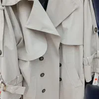 ترنچ کت بارونی سایز دو رنگ استخوانی ، آستردار