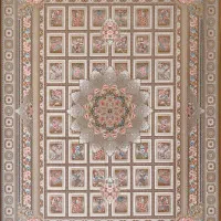 دوتخته فرش۱۲۰۰شانه تراکم ۳۶۰۰فرهان طرح باغ پرندگان