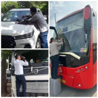 ترمیم سنگخوردکی و ترک شیشه خودرو با اشعه UV.درمحل