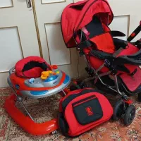 فروش ست کالسکه و روروئک و کیف در حد نو|کالسکه و لوازم جانبی|اسکو, |دیوار