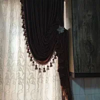 والان پرده  مخمل سالم در حد نو با چوب کتیبه|پرده، رانر، رومیزی|قرچک, شهرک طلائیه|دیوار