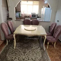 فروش میز نهارخوری کارکرده 6نفره با میز گردون وسط
