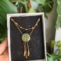 گردنبند استیل و ورق طلا برند دانژه طرح دریم کچر